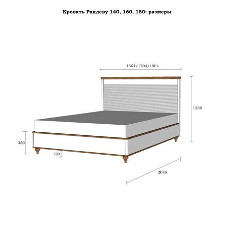 (1.2.3) Кровать "Рандеву" 180 (сосна) из массива сосны белый лак/антик 24